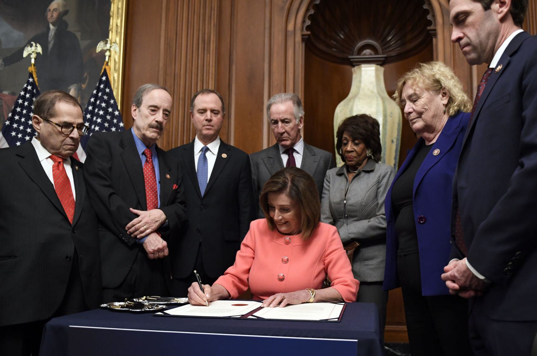 Jan. 15, 2020: Pelosi signs resolution to send articles to Senate